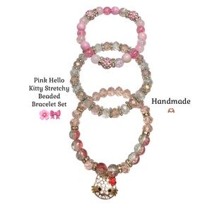Pink HELLO KITTY Beaded Bracelet Set 🎀